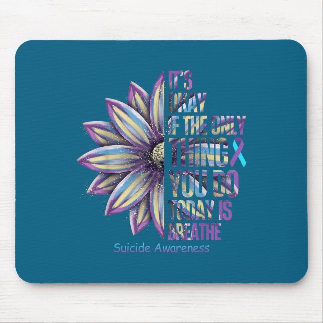Sunflower Suicide Prevention Awareness Week Teal P Mouse Mat (Front)