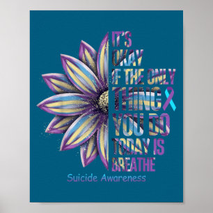 Sunflower Suicide Prevention Awareness Week Teal P Poster
