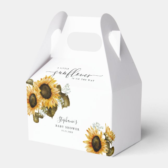 Sunflower Summer Baby Shower  Favour Box (Front Side)