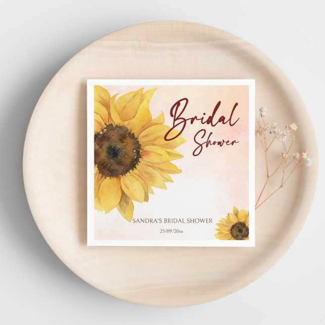 Sunflower summer fall bridal shower template napkin (Sunflower summer fall bridal shower template napkins personalized tableware decor)