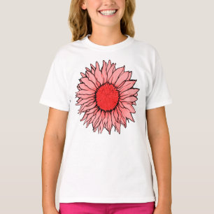 Sunflower-Summer Garden-Pink Rose T-Shirt