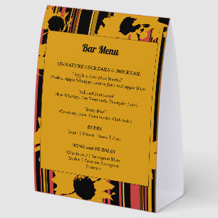 Sunflower Summer Gold Red Wedding Bar Menu