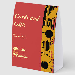 Sunflower Summer Gold Red Wedding Cards & Gifts