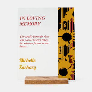 Sunflower Summer Gold Red Wedding In Loving Memory Acrylic Sign