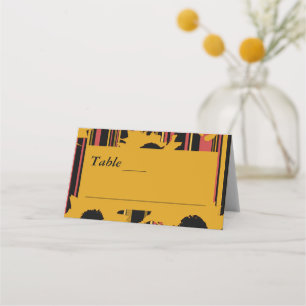Sunflower Summer Gold Red Wedding  Place Card