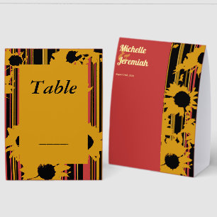 Sunflower Summer Gold Red Wedding Table Number