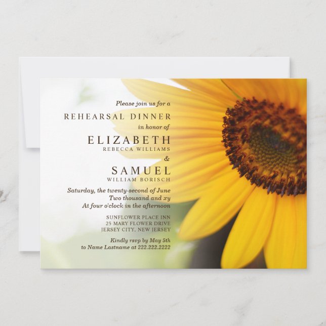 Sunflower Summer Rehearsal Dinner Invite (Front)