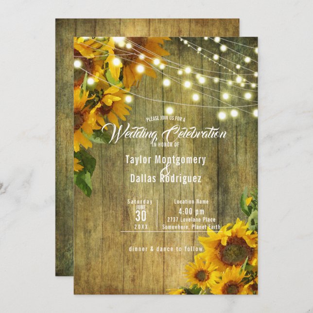Sunflower Summer | Rustic Americana Invitation (Front/Back)