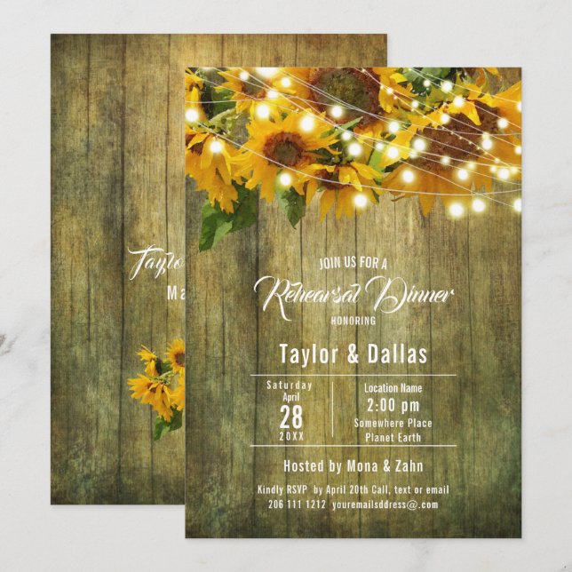 Sunflower Summer | Rustic Americana Invitation (Front/Back)