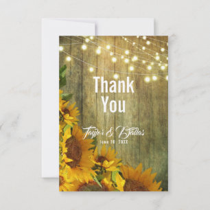 Sunflower Summer   Rustic Americana Thank You Invitation