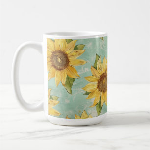 Sunflower Summer Yellow Watercolor  Coffee Mug