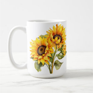 Sunflower Summer Yellow Watercolor  Coffee Mug