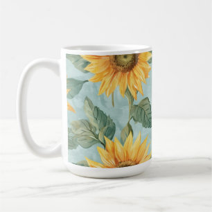Sunflower Summer Yellow Watercolor  Coffee Mug