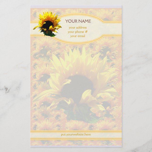 Sunflower Sunrise Personalised Stationery (Front)