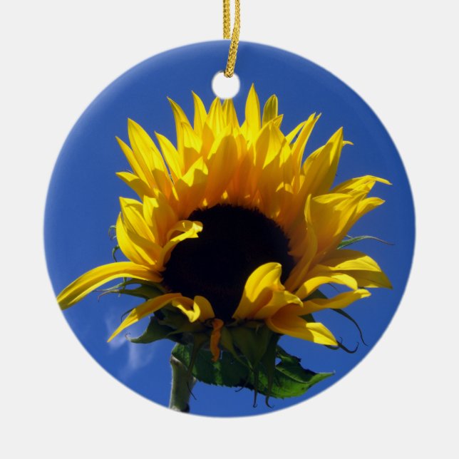 Sunflower Sunrise Round Ornament (Front)