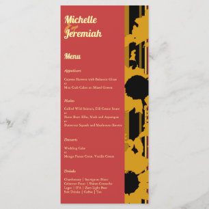 Sunflower Sunset Coral Gold Modern Wedding Menu
