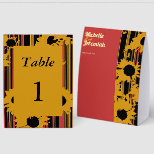 Sunflower Sunset Coral Gold Modern Wedding Table