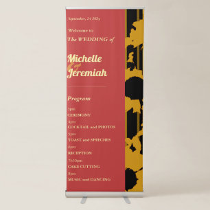 Sunflower Sunset Coral Modern Wedding Welcome Sign