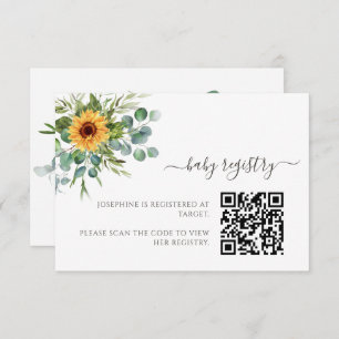 Sunflower Sunshine Fall Baby Shower QR Code Enclosure Card