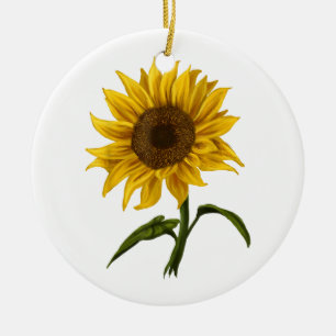 Sunflower Sunshine Floral Watercolor Flower Ceramic Tree Decoration