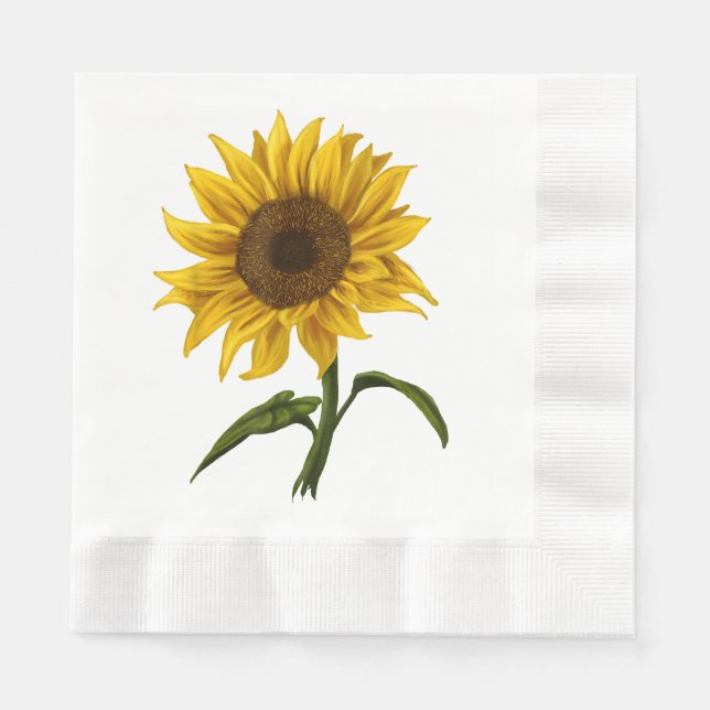 Sunflower Sunshine Floral Watercolor Flower Napkin (Front)