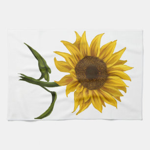 Sunflower Sunshine Floral Watercolor Flower Tea Towel