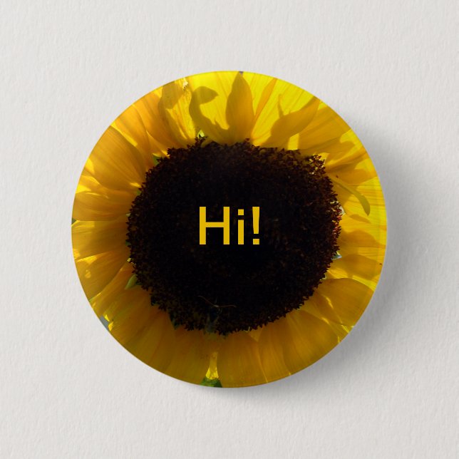 Sunflower Sunshine Hello 6 Cm Round Badge (Front)