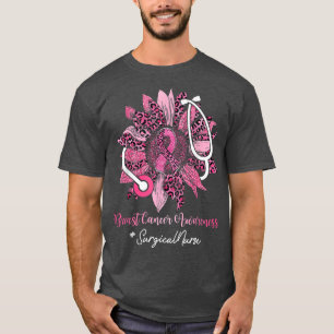 Sunflower Surgical Nurse Pink Ribbon Breast Cancer T-Shirt