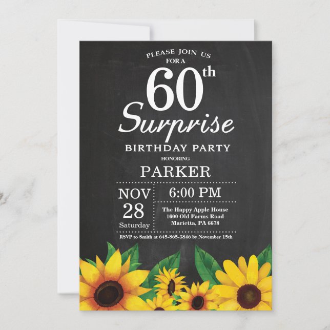 Sunflower Surprise 60th Birthday Invitation (Front)