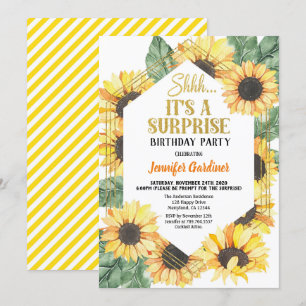 Sunflower Surprise Birthday Party Invitation