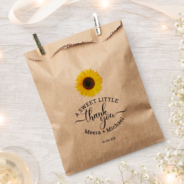 Sunflower Sweet Thanks Wedding Favour Bags (Clipped)