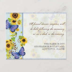 Sunflower Swirl Floral Frame Blue Butterfly Invite