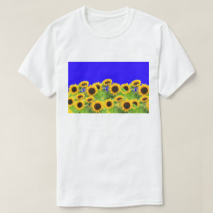 Sunflower T-Shirt Ukrainian Flag Colours - Support
