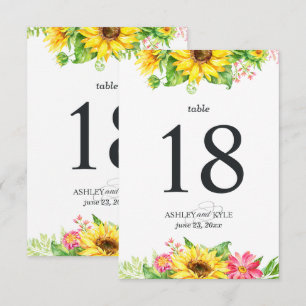 Sunflower table number with white background