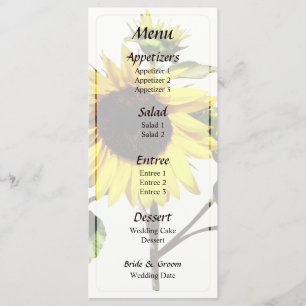 Sunflower Taking a Bow Wedding Menu