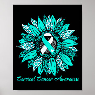 Sunflower Teal &amp; White Ribbon Motivation Cervi Poster