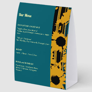 Sunflower Teal Blue Gold Modern Wedding