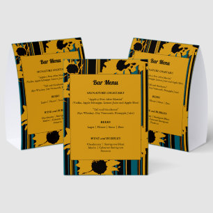 Sunflower Teal Blue Gold Modern Wedding