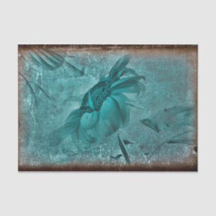 Sunflower Teal Brown Vintage Antique Grunge Tissue Paper
