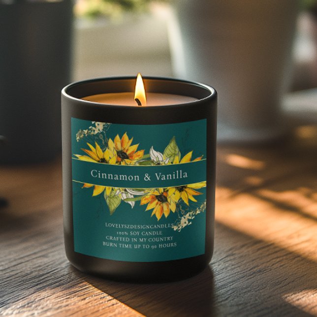 Sunflower Teal Candle Product Label (Creator Uploaded)