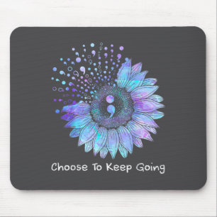Sunflower Teal Purple Ribbon Suicide Prevention Aw Mouse Mat