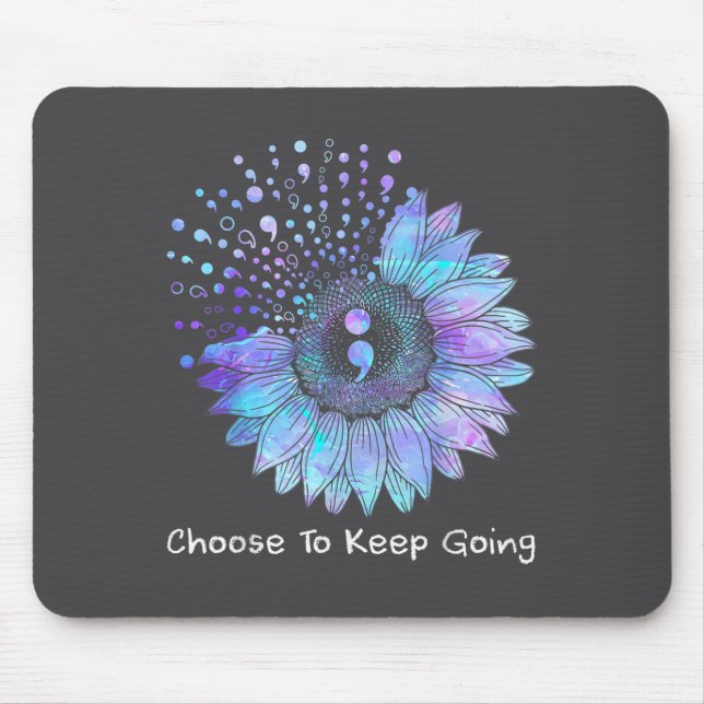 Sunflower Teal Purple Ribbon Suicide Prevention Aw Mouse Mat (Front)