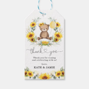 Sunflower Teddy Bear Summer Greenery Wreath Favour Gift Tags