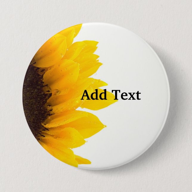 Sunflower template, bold text, 7.5 cm round badge (Front)