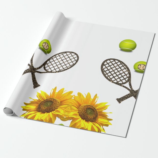 Sunflower Tennis Matte Wrapping Paper (Unrolled)