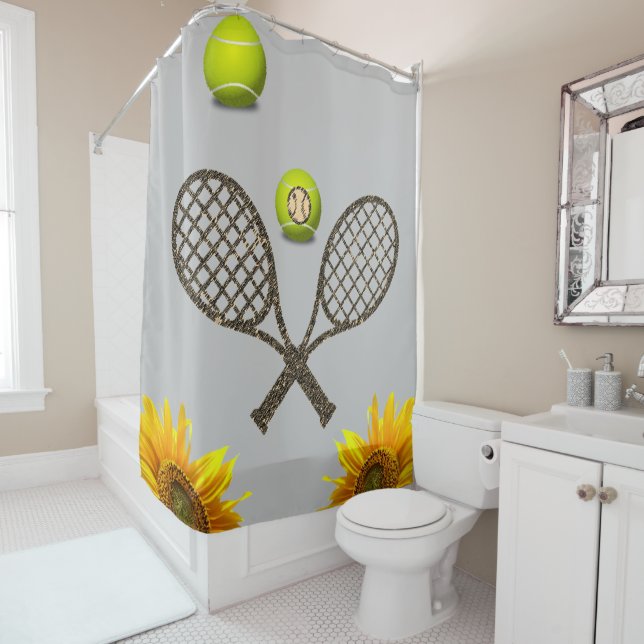 Sunflower Tennis Shower Curtain (In Situ)