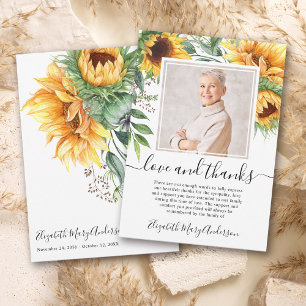 Sunflower Thank You Bereavement Floral Photo Card