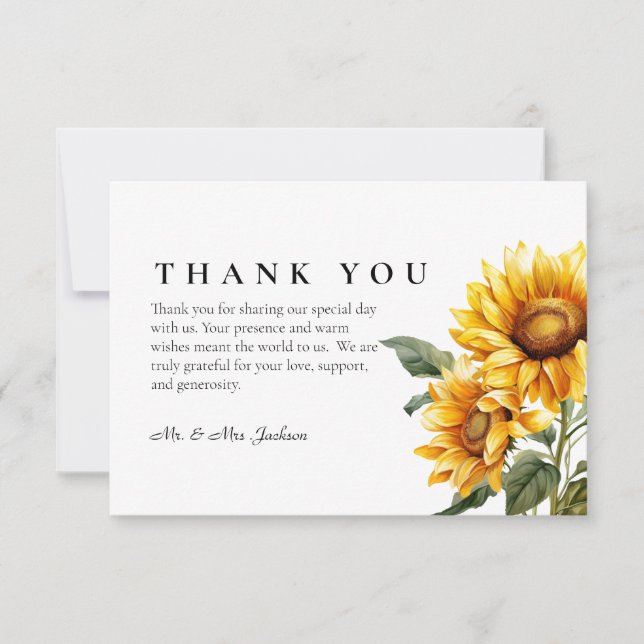 Sunflower Thank You Card Minimalist (Front)