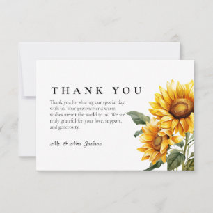 Sunflower Thank You Card Minimalist