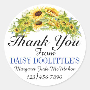 Sunflower Thank You Classic Round Sticker